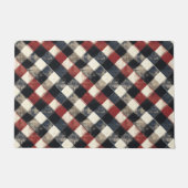 Zeitloses Retro Navy und Kariertes rotes Muster Fußmatte (Vorderseite)