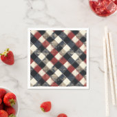 Zeitloses Retro Navy und Kariertes rotes Muster Serviette (Beispiel)