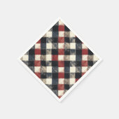 Zeitloses Retro Navy und Kariertes rotes Muster Serviette (Ecke)