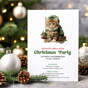 Zeitloses Retro-Weihnachtskatzen-Party-Design Einladung