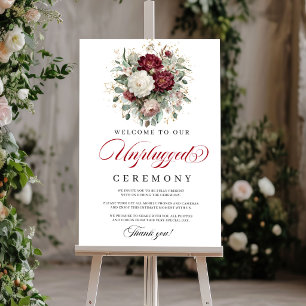 Zeitloses Rosé-Burgund Hochzeit ohne Elektronik Poster