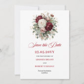Zeitloses Rosé-Burgunder-Blumen-Save-the-Date Save The Date (Vorderseite)