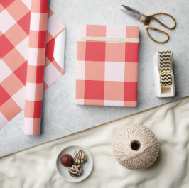Zeitloses rotes Gingham Farmhouse Land Geschenkpapier