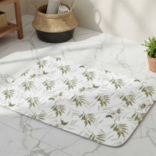 Zeitloses Salbei-Oliv-Wasserfarben-Chic Badematte