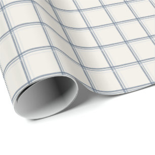 Zeitloses Schieferblau-Fensterpaneel-Karomuster Geschenkpapier