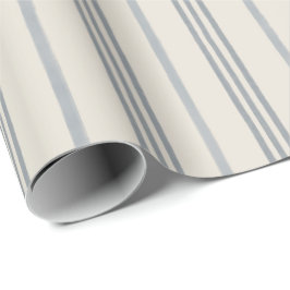 Zeitloses Schieferblaues Malerisches Streifenmuste Geschenkpapier