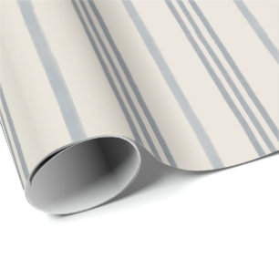 Zeitloses Schieferblaues Malerisches Streifenmuste Geschenkpapier