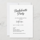 Zeitloses Schwarz-Weiß-Bachelorette-Skript Einladung (Vorderseite)