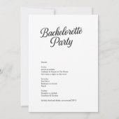 Zeitloses Schwarz-Weiß-Bachelorette-Skript Einladung (Rückseite)