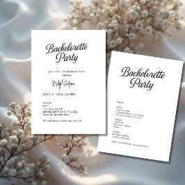 Zeitloses Schwarz-Weiß-Bachelorette-Skript Einladung