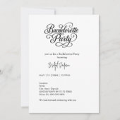 Zeitloses Schwarz-Weiß-Bachelorette-Skript Einladung (Vorderseite)