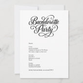 Zeitloses Schwarz-Weiß-Bachelorette-Skript Einladung (Rückseite)