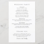 Zeitloses Schwarz-Weiß-elegantes Hochzeitsprogramm (Rückseite)