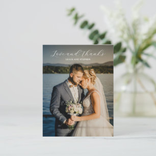 Zeitloses Schwarz-Weiß-Foto Elegante Hochzeit Dankeskarte