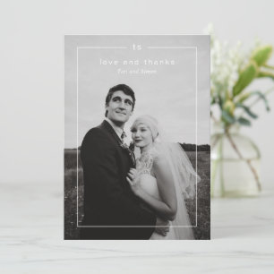 Zeitloses Schwarz-Weiß-Foto Moderne Hochzeit Dankeskarte