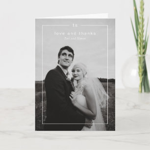 Zeitloses Schwarz-Weiß-Foto Moderne Hochzeit Dankeskarte