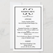 Zeitloses Schwarz-Weiß-Hochzeitmenü (Vorderseite)