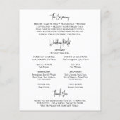 Zeitloses Schwarz-Weiß-Hochzeitsprogramm (Rückseite)