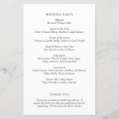 Zeitloses Schwarz-Weiß-Hochzeitsprogramm (Rückseite)