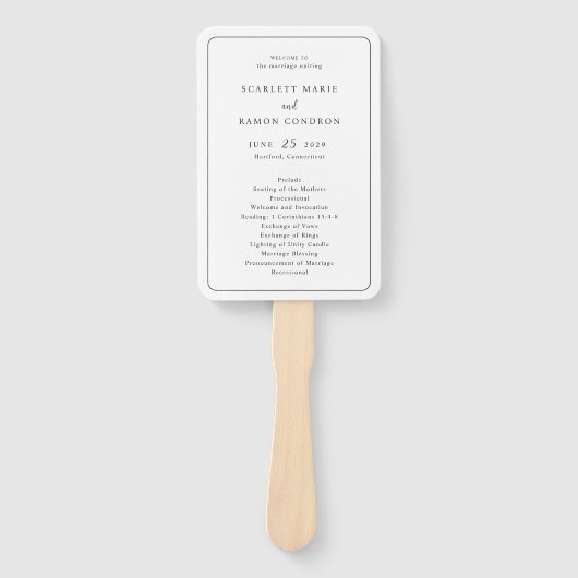 Zeitloses Schwarz-Weiß-Hochzeitsprogramm Fächer (Vorderseite)