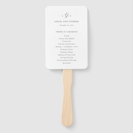 Zeitloses Schwarz-Weiß-Hochzeitsprogramm Fächer (Vorderseite)