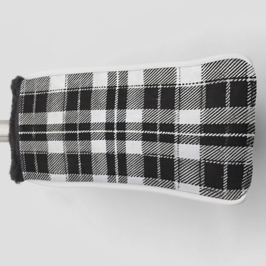 Zeitloses Schwarz-Weiß-Kariertes Muster Golf Headcover (Vorderseite)