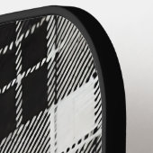 Zeitloses Schwarz-Weiß-Kariertes Muster Pickleball Schläger (Linke Seite)