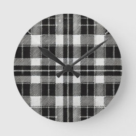 Zeitloses Schwarz-Weiß-Kariertes Muster Runde Wanduhr