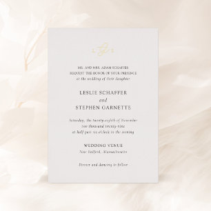 Zeitloses Schwarz-Weiß-Monogramm Elegante Hochzeit Folieneinladung