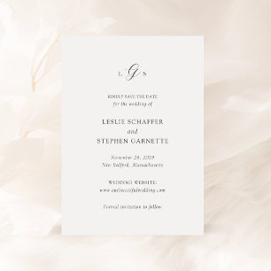 Zeitloses Schwarz-Weiß-Monogramm Elegante Hochzeit Save The Date