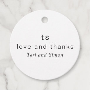 Zeitloses Schwarz-Weiß-Monogramm Moderne Hochzeit Geschenkanhänger