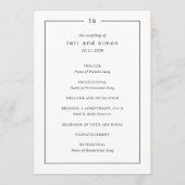Zeitloses Schwarz-Weiß-Monogramm Moderne Hochzeit Programm (Vorderseite)