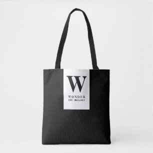 Zeitloses schwarzes Hochzeitsmonogramm Minimalis Tasche