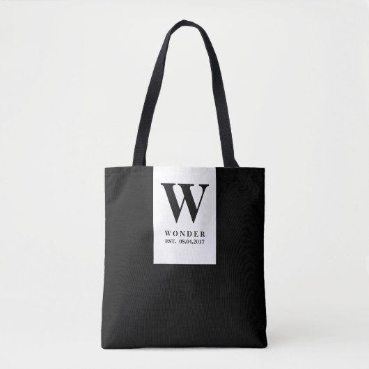 Zeitloses schwarzes Hochzeitsmonogramm | Minimalis Tasche (Vorderseite)