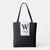 Zeitloses schwarzes Hochzeitsmonogramm | Minimalis Tasche (Rückseite)