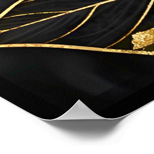 Zeitloses Schwarzes und Gold Leaf Poster (Ecke)