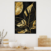 Zeitloses Schwarzes und Gold Leaf Poster (Küche)