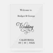 Zeitloses Script Schwarz und Weiß Hochzeit Willkom Acrylschild (Vorderseite)