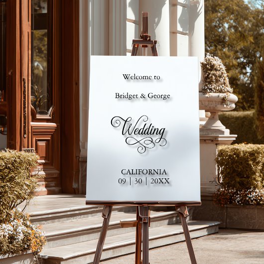 Zeitloses Script Schwarz und Weiß Hochzeit Willkom Acrylschild