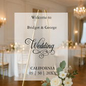 Zeitloses Script Schwarz und Weiß Hochzeit Willkom Acrylschild