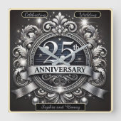 Zeitloses Silber: 25. Jahrestag Quadratische Wanduhr (Vorderseite)