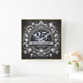 Zeitloses Silber: 25. Jahrestag Quadratische Wanduhr (Zuhause)