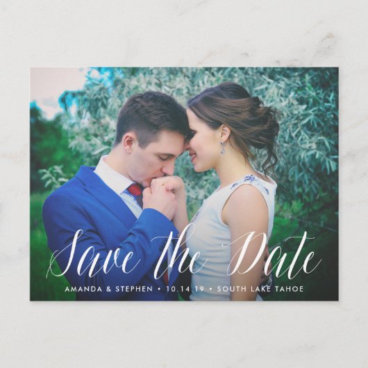 Zeitloses Skript | FOTO SAVE THE DATE Ankündigungspostkarte (Vorderseite)