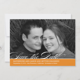 Zeitloses Skript-Foto Save the Date - Orange