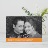 Zeitloses Skript-Foto Save the Date - Orange (Stehend Vorderseite)