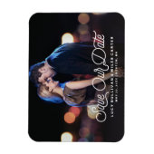 Zeitloses Skript Rette unsere Date Foto Ankündigun Magnet (Vertikal)