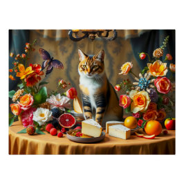 Zeitloses Stillleben mit Katze und Produktion Poster