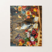 Zeitloses Stillleben mit Katze und Produktion Puzzle (Vertikal)