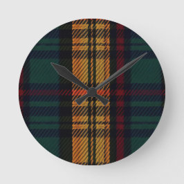 Zeitloses Tartan Muster Runde Wanduhr