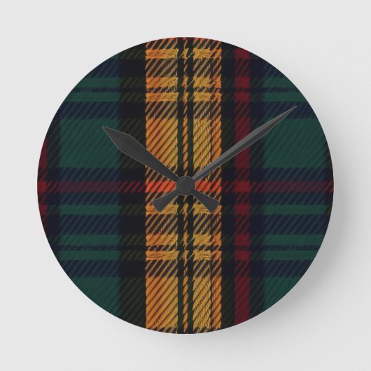 Zeitloses Tartan Muster Runde Wanduhr (Vorderseite)